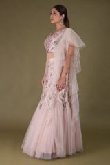 Pink Net Embroidered LehengaDSC04295