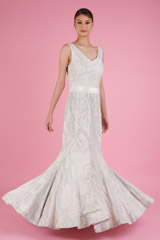 Embroidered White Gown