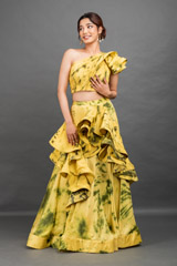 Yellow Ruffled Tie And Dye Top Bottom Set4631_video