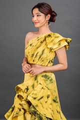 Yellow Ruffled Tie And Dye Top Bottom Set_DSC8190-Edit