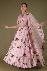 Pink Floral Printed Lehenga
