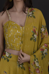 Yellow Floral Lehenga_DTR9583