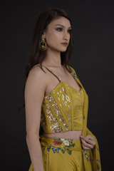 Yellow Floral Lehenga_DTR9585