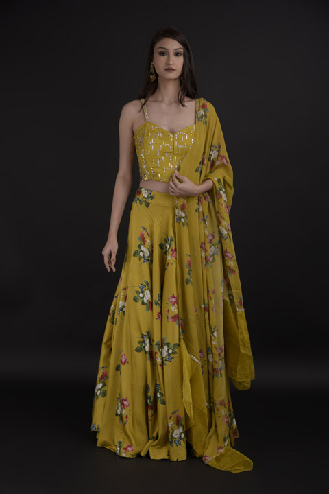 Yellow Floral Lehenga