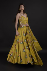 Yellow Floral Lehenga_DTR9589