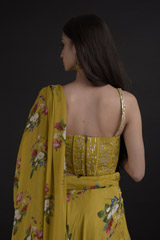 Yellow Floral Lehenga_DTR9590