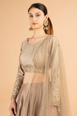 Grey Zari Embroidered LehengaDSC03344