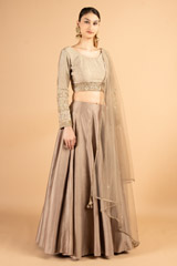 Grey Zari Embroidered LehengaDSC03346