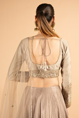 Grey Zari Embroidered LehengaDSC03348