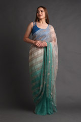 Blue Shaded Embroidered SareeIMG_3502