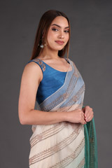 Blue Shaded Embroidered SareeIMG_3510