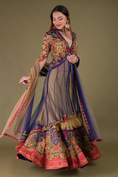 Gold Embroidered Jacket Lehenga
