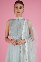 Blue One Tier Lehenga With Crop TopDSC05074