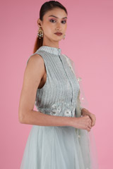 Blue One Tier Lehenga With Crop TopDSC05077