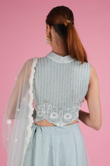 Blue One Tier Lehenga With Crop TopDSC05079