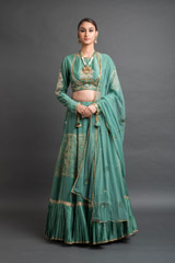 Green Chanderi Lehenga Set4671_video