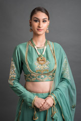 Green Chanderi Lehenga Set_DSC4199-Edit