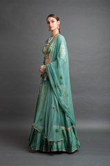 Green Chanderi Lehenga Set_DSC4203-Edit