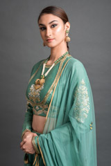 Green Chanderi Lehenga Set_DSC4204-Edit