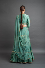 Green Chanderi Lehenga Set_DSC4208-Edit