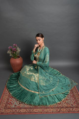 Green Chanderi Lehenga Set_DSC4214-Edit