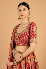 Red Orange Embroidered LehengaDSC03839