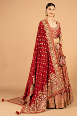 Red Orange Embroidered LehengaDSC03844