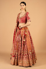 Red Orange Embroidered LehengaDSC03847