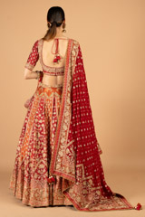 Red Orange Embroidered LehengaDSC03849