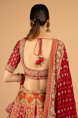 Red Orange Embroidered LehengaDSC03850
