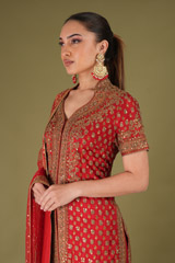 Red Palazzo Kurta SetDSC04905