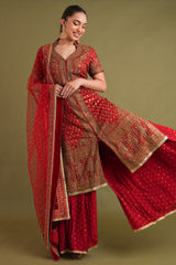 Red Palazzo Kurta SetDSC04909