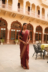 Maroon Embroidered Saree