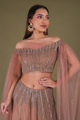 Peach Embellished Top Bottom SetDSC04450