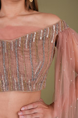 Peach Embellished Top Bottom SetDSC04451