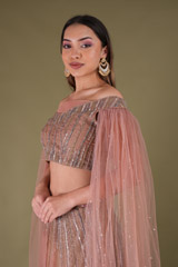 Peach Embellished Top Bottom SetDSC04454