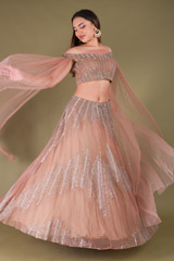 Peach Embellished Top Bottom SetDSC04456