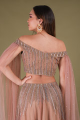 Peach Embellished Top Bottom SetDSC04458