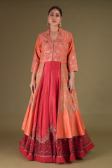 Coral Anarkali With Embroidered JacketDSC04170