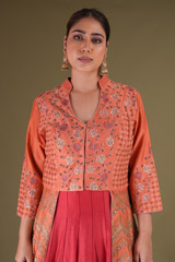 Coral Anarkali With Embroidered JacketDSC04171