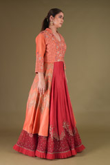 Coral Anarkali With Embroidered JacketDSC04175