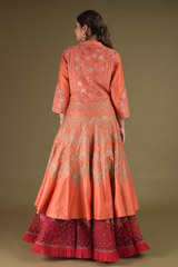 Coral Anarkali With Embroidered JacketDSC04177