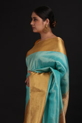 Blue Saree With Golden BorderIMG_1403