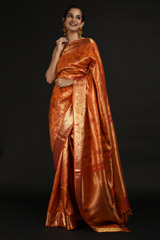 Orange Parrot Motif Saree_SUB1316
