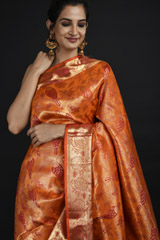 Orange Parrot Motif Saree_SUB1322