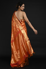Orange Parrot Motif Saree_SUB1332