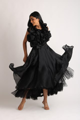 Black Orgazna Ruffle Gown