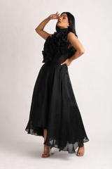 Black Orgazna Ruffle GownIMG_1569