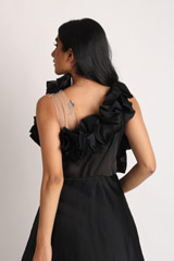 Black Orgazna Ruffle GownIMG_1572