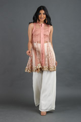 Peach Kali Jacket Top Bottom Set